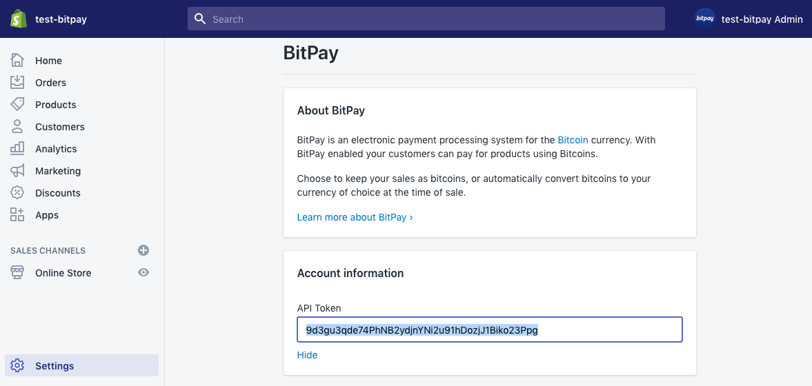 Bitpay Shopify